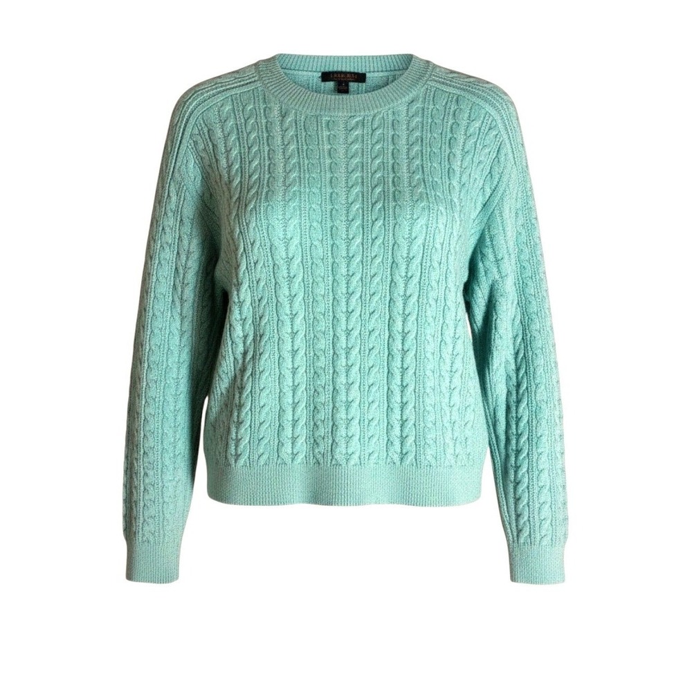 Truth Republic Womens Mint Green Cable Knit Crew Neck Sweater Size S/M